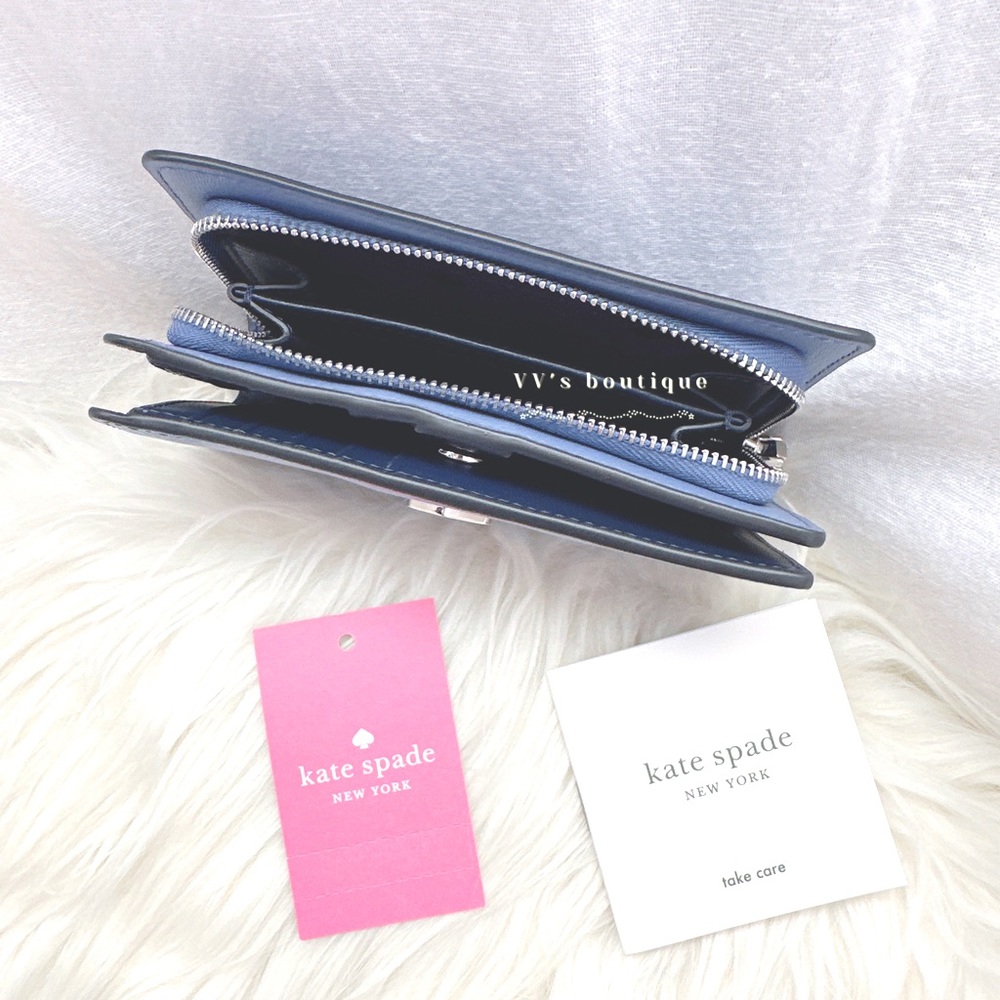 NWT Kate Spade Adel Medium Bifold Wallet Blueberry Cobbler WLRU6082 RARE FIND - Picture 8 of 8